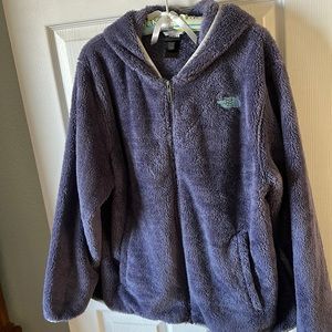 North Face fleece hooded jacket XXL purple